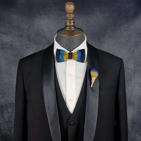Feather Bow Ties for Men Original Luxury Elegant Wedding Bow Tie Pre-Tied Handma